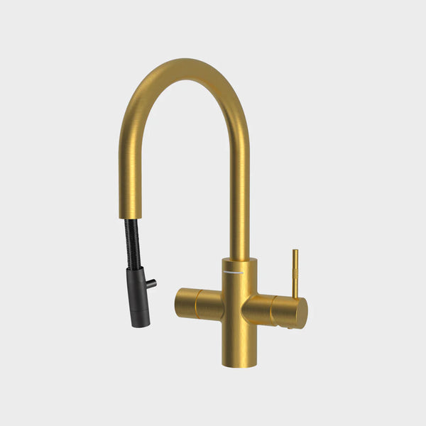 Unito Lava G3 4,3L Goud pvd kokendwaterkraan – Cosmos pulloutkraan- exclusief en veilig, direct kokend en gefilterd water.