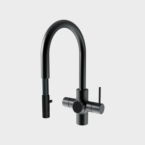 Unito Infinity G3 Juicebar Zwart pvd kokendwaterkraan – Orbit pulloutkraan- strak design, direct kokend water.