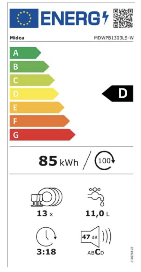 Midea MDWPB1303LS-W volledig integreerbare vaatwasser 60 cm inox