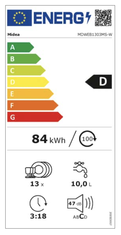 Midea MDWEB1303MS-W volledig integreerbare vaatwasser 60 cm inox