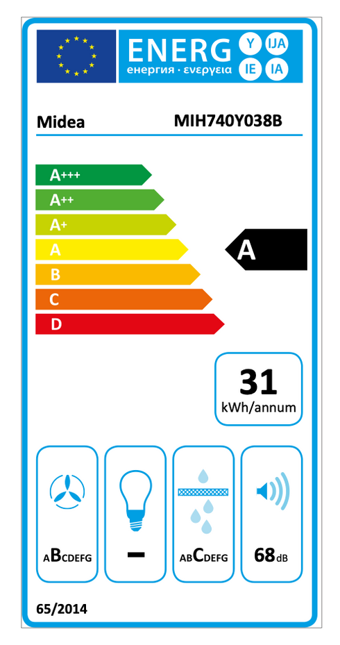 Midea MIH740Y038B inductiekookplaat met geïntegreerde afzuiging 80 cm zwart