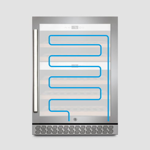 WineChef Pro 40 (2 zones): wijnklimaatkast uit de WineChef Pro‑lijn, 59.5 x 82.5 x 57.5 cm. Wi‑Fi bediening en UV‑glas.